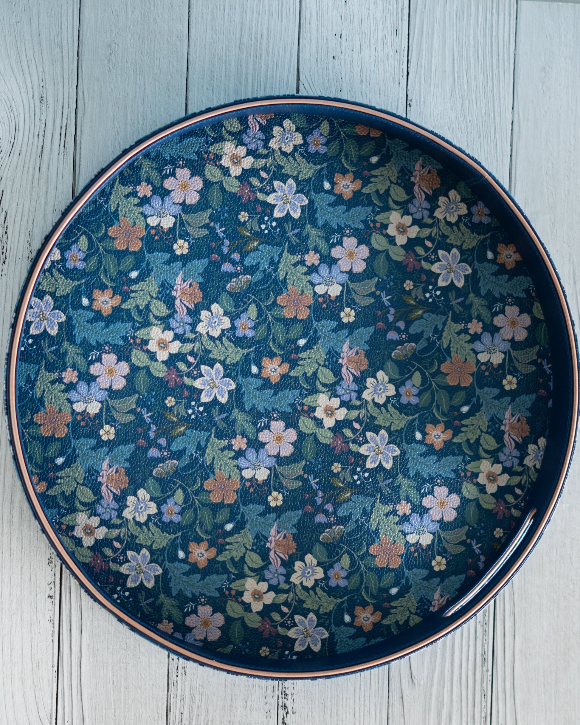 Midnight Meadow Vegan Leather Round Tray