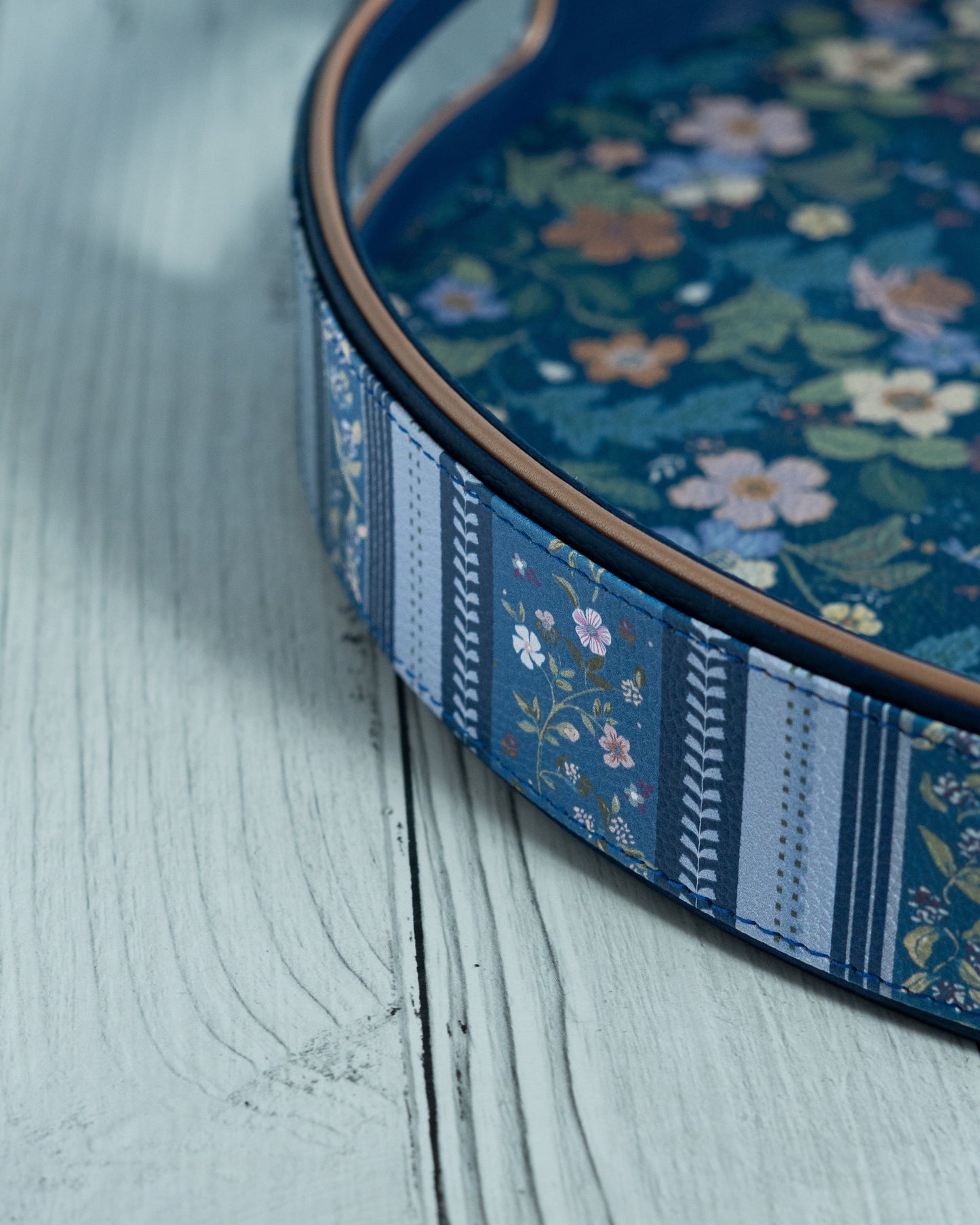 Midnight Meadow Vegan Leather Round Tray