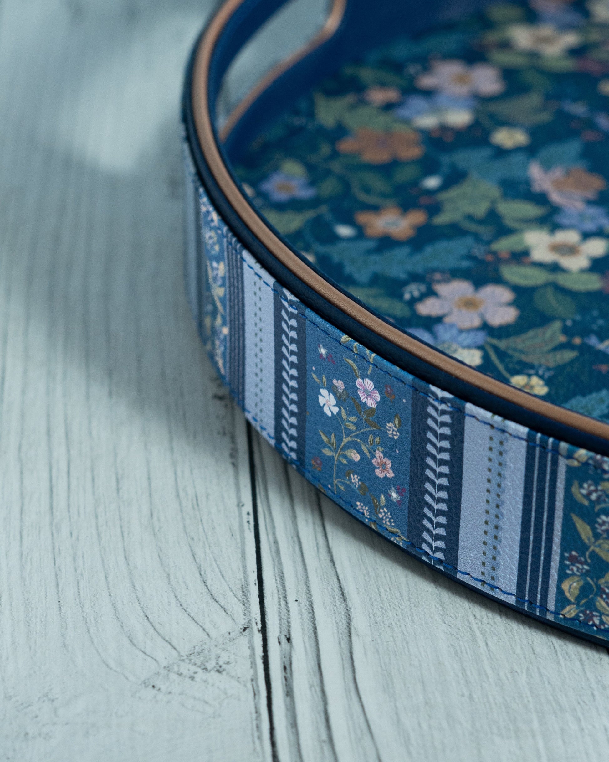 Midnight Meadow Vegan Leather Round Tray
