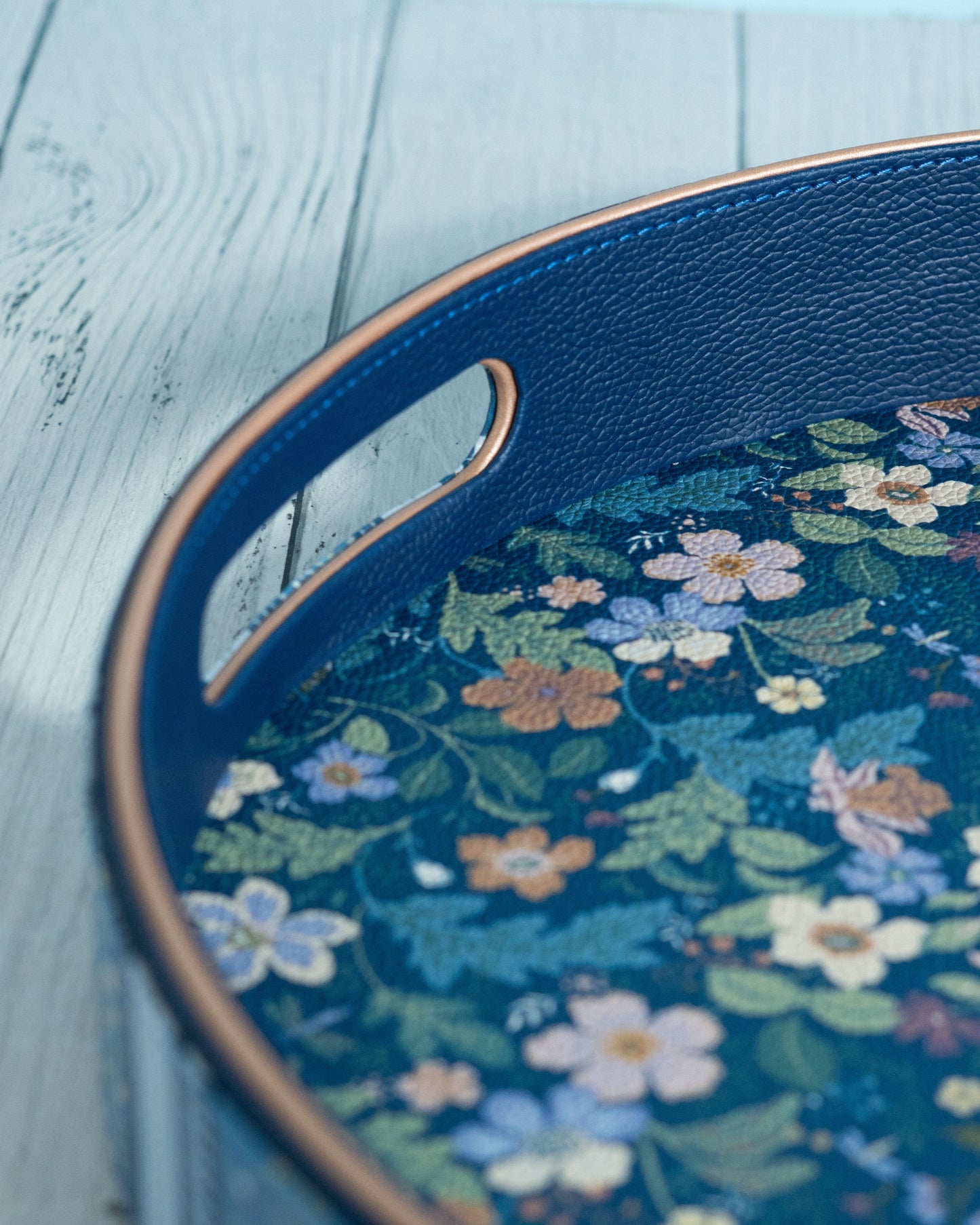 Midnight Meadow Vegan Leather Round Tray