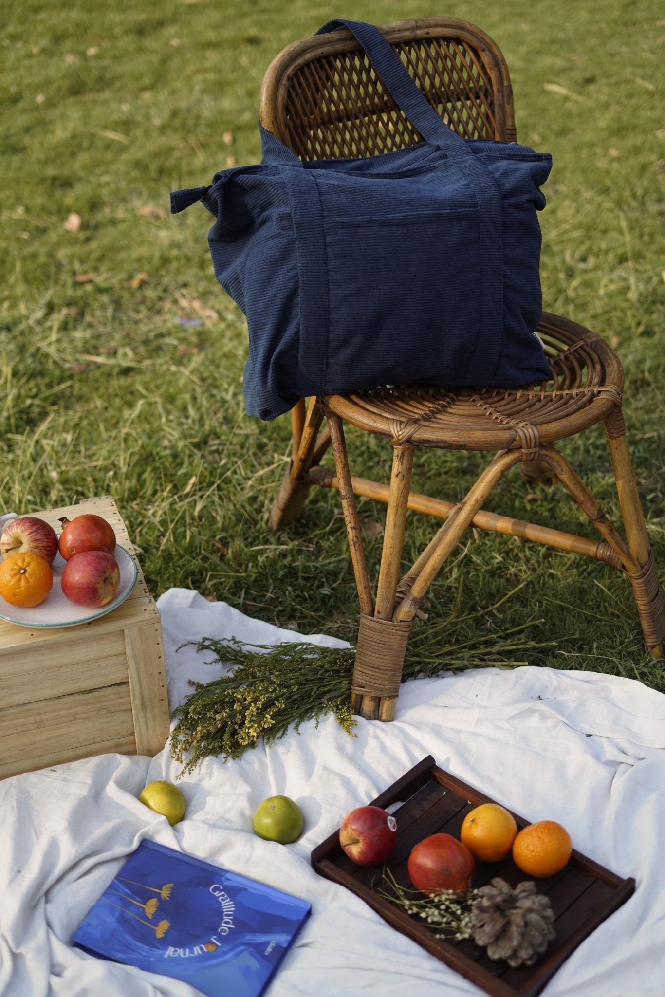 Corduroy Tote Bag - 5 Pockets, Velcro Laptop Slot