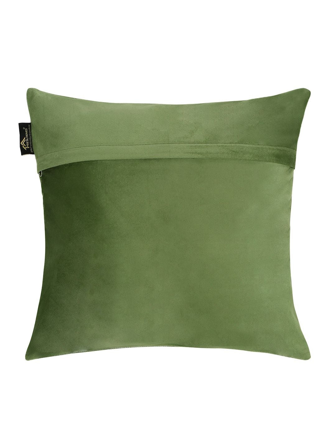 Set of 3 - Olive Green Embroidered Velvet Square Cushion Covers – Durable Upholstery