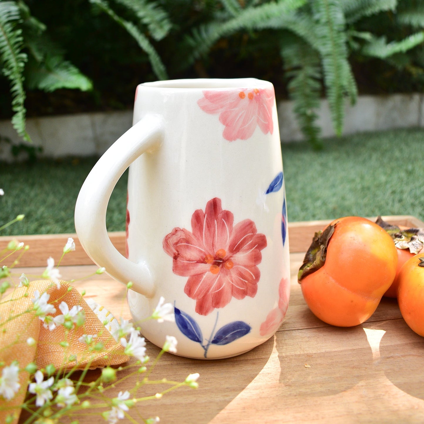 Jug | Ceramic Hand-painted Flower Bunch | 800ml