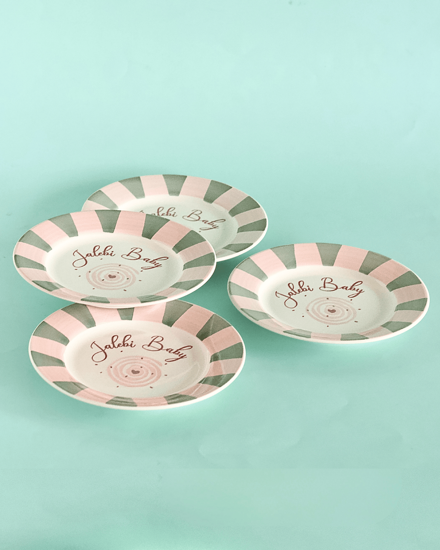 Jalebi Baby Handpainted Ceramic Dessert Plate - Set of 4