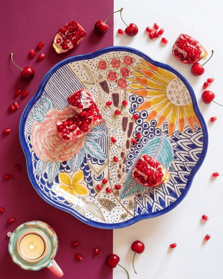 Secret Garden Ceramic Handpainted Platter
