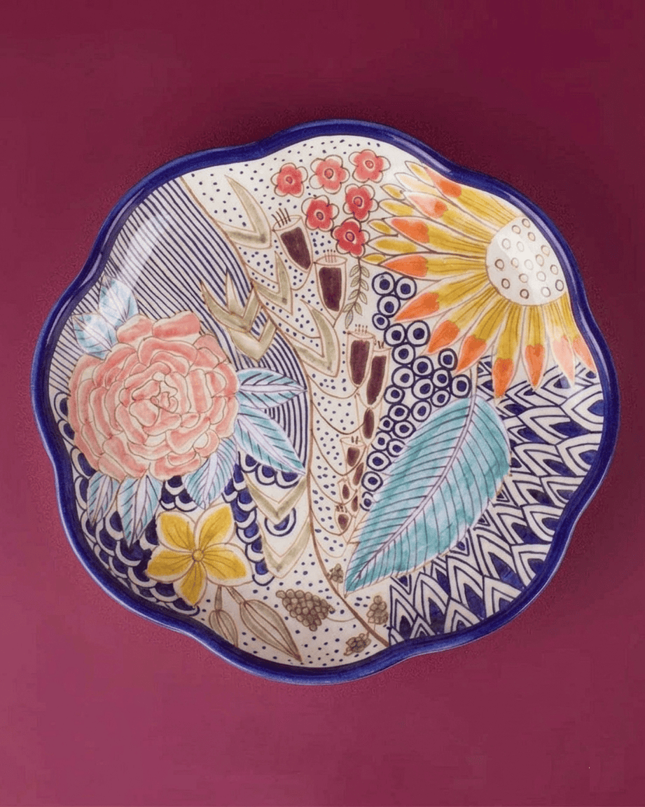Secret Garden Ceramic Handpainted Platter
