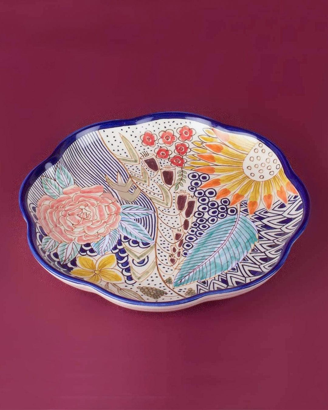 Secret Garden Ceramic Handpainted Platter