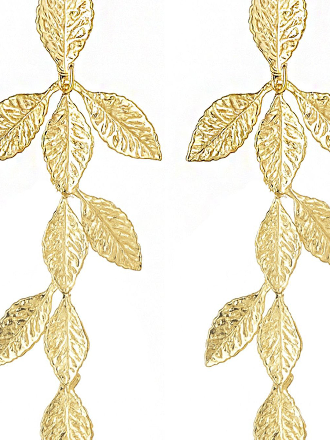 Gold-Plated Leaf Drop Earrings – Fashion Jewellery – Gold-Plated, Leaf Design – 7.6 cm Length