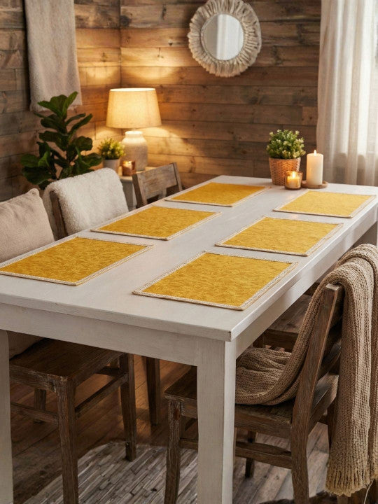 Set of 6 - Premium Dining Placemats – Table Setting Accessory – Cotton, Water-Resistant