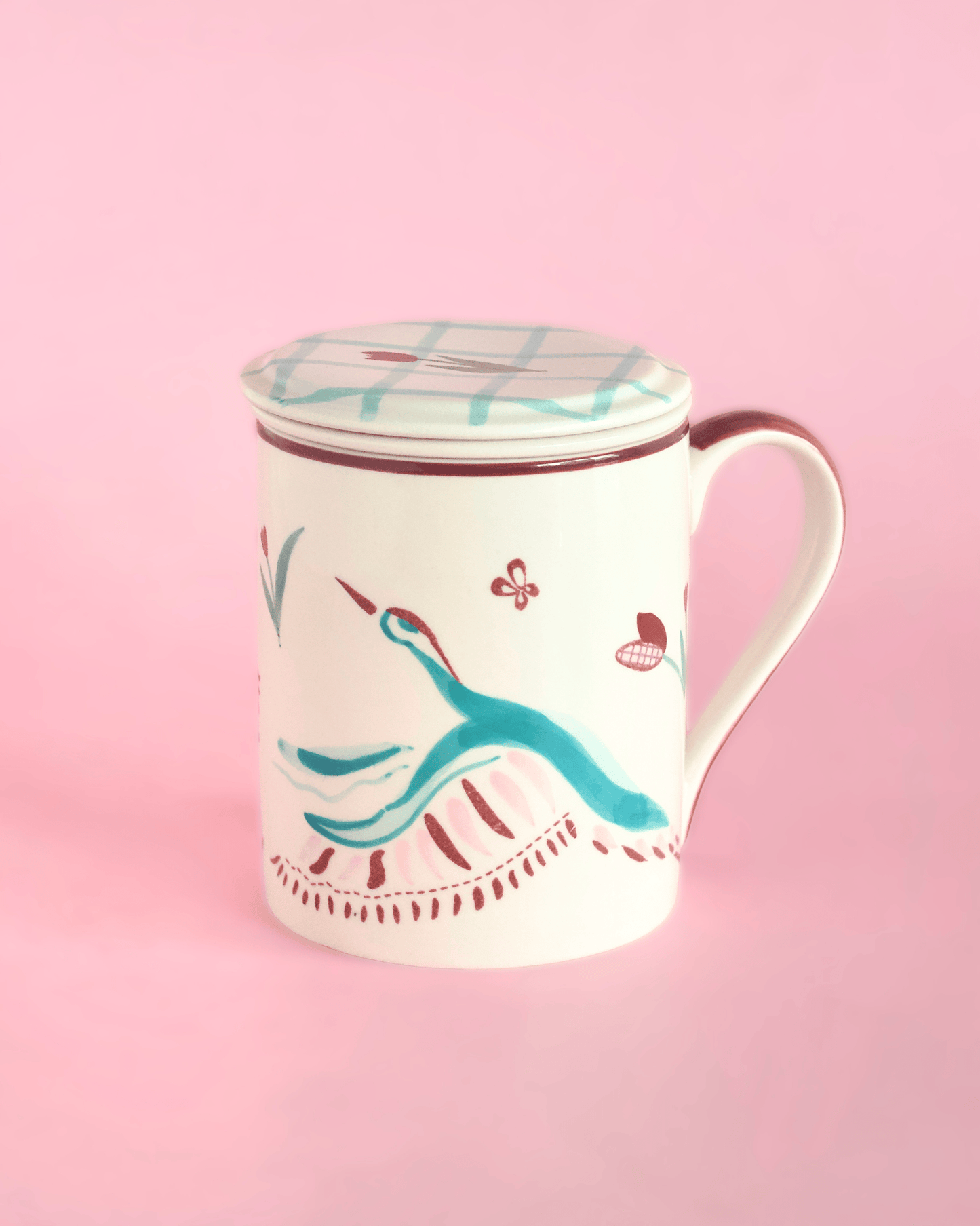 Skylark Handpainted Ceramic Infuser Mug with Lid 410 ml