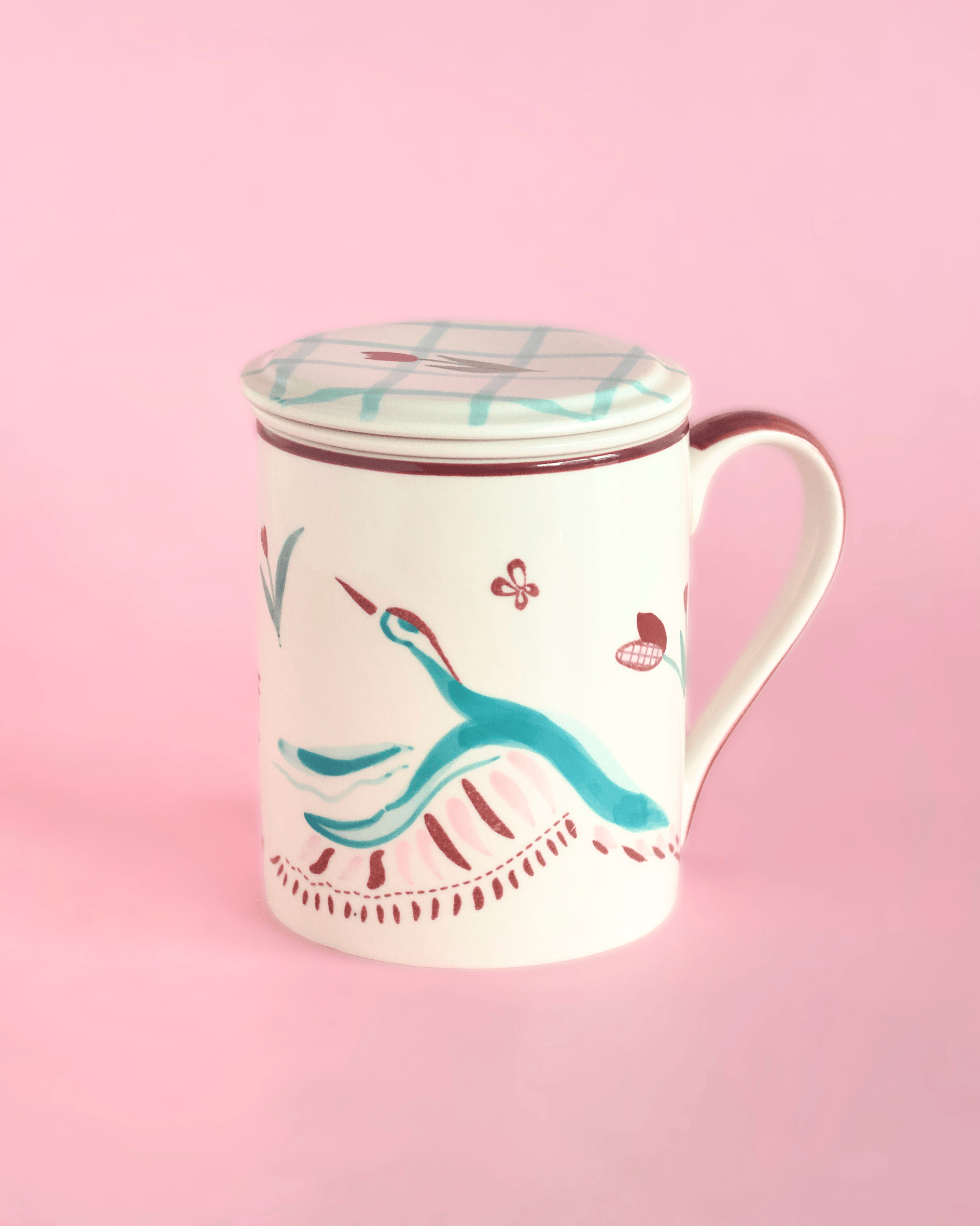 Skylark Handpainted Ceramic Infuser Mug with Lid 410 ml