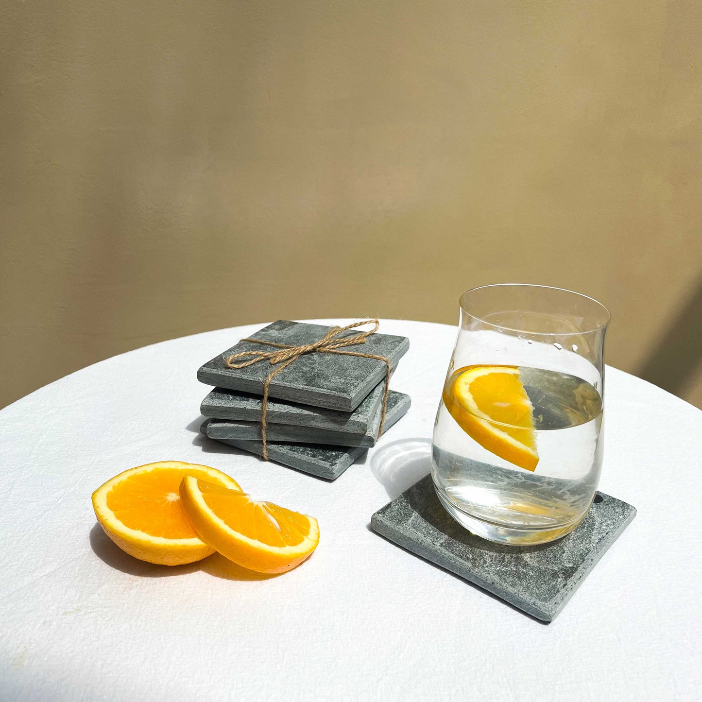 Chiseled Slate Coasters - 10x10cm, Set of 4