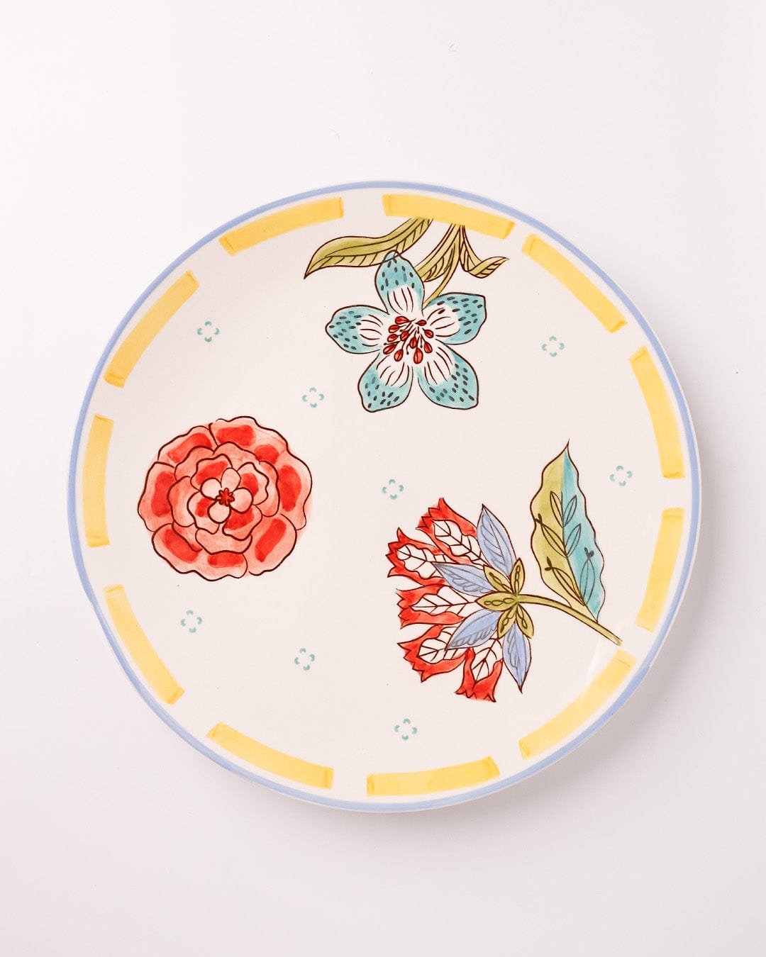 Stripe & Stem Handpainted Ceramic Round Platter 27 cm