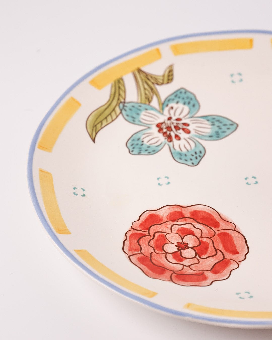 Stripe & Stem Handpainted Ceramic Round Platter 27 cm