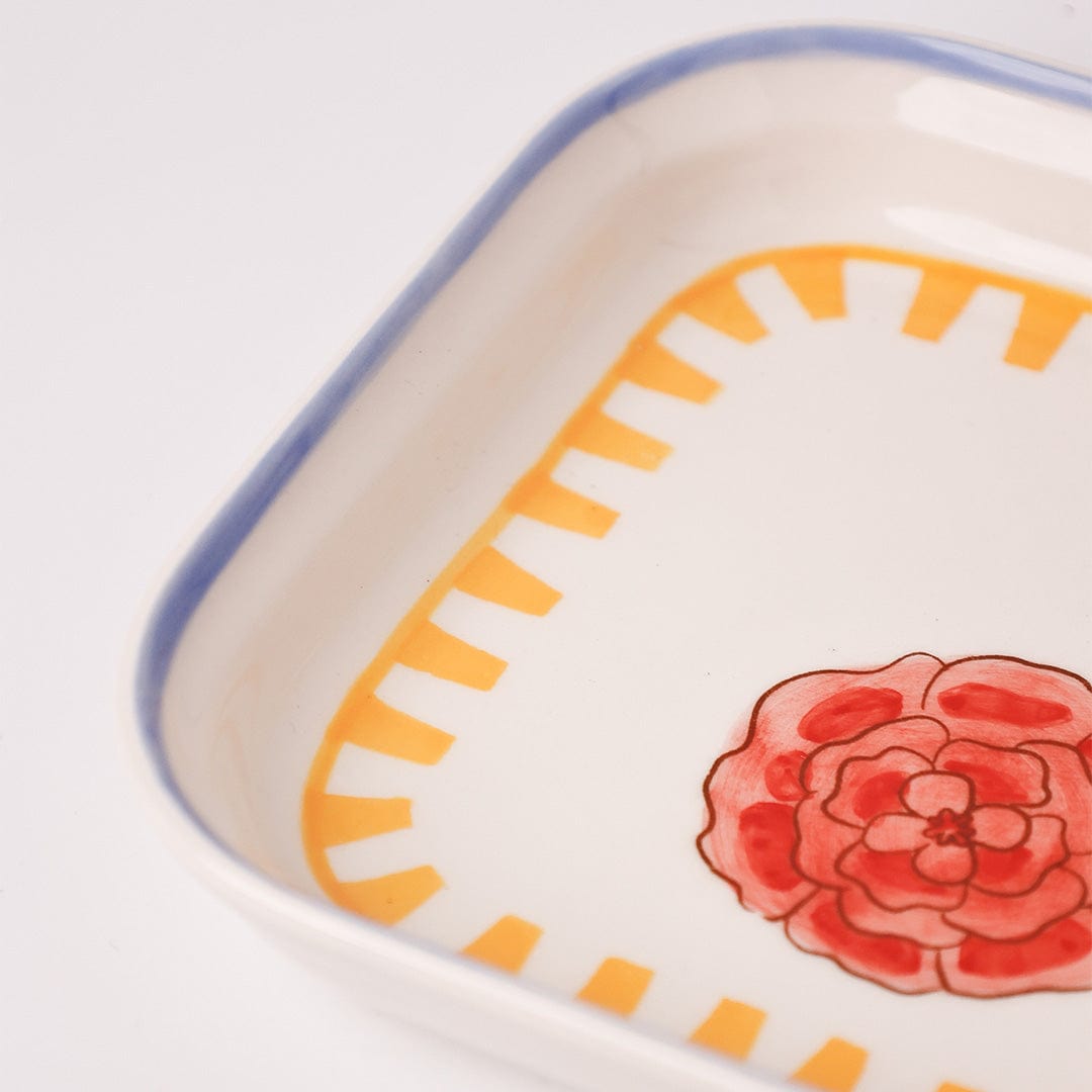Stripe & Stem Square Snack Plates - Set of 4