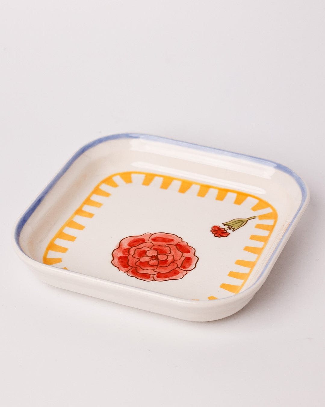 Stripe & Stem Square Snack Plates - Set of 4