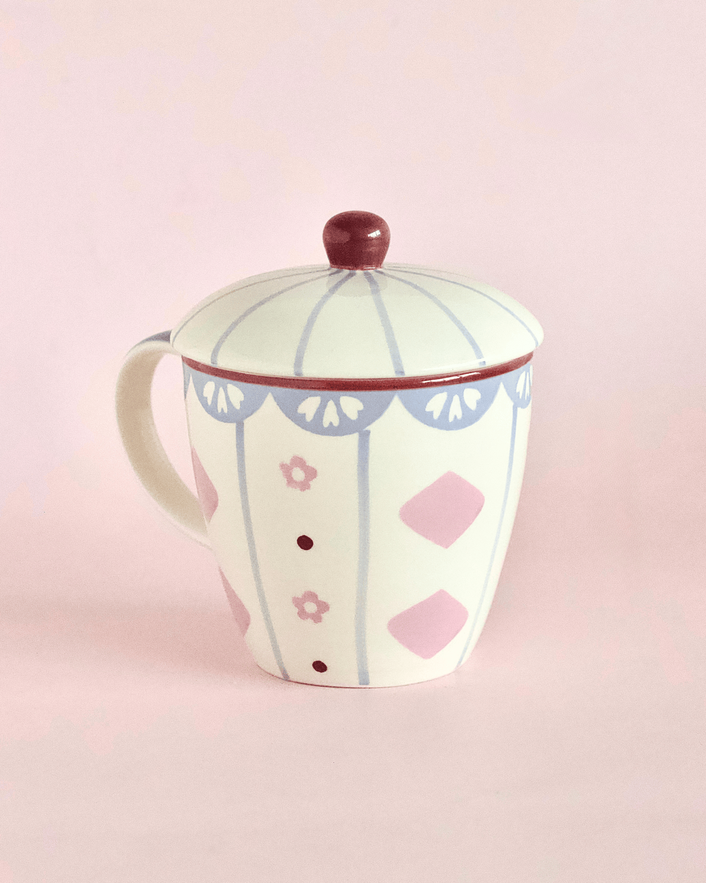 Sundrop Handpainted Ceramic Coffee Mug With Lid 385 ml