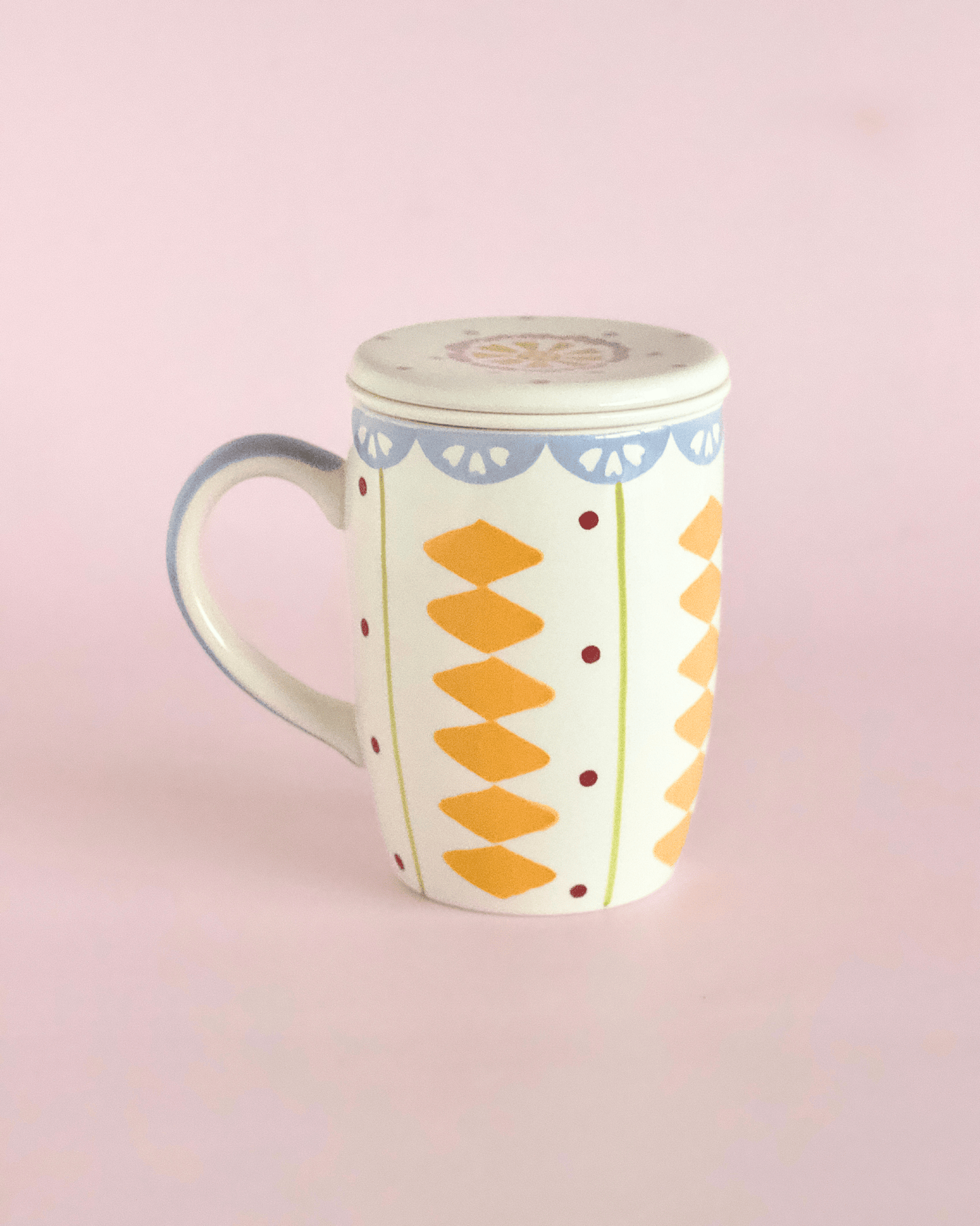 Sundrop Handpainted Ceramic Mug With Infuser and Lid 385ml