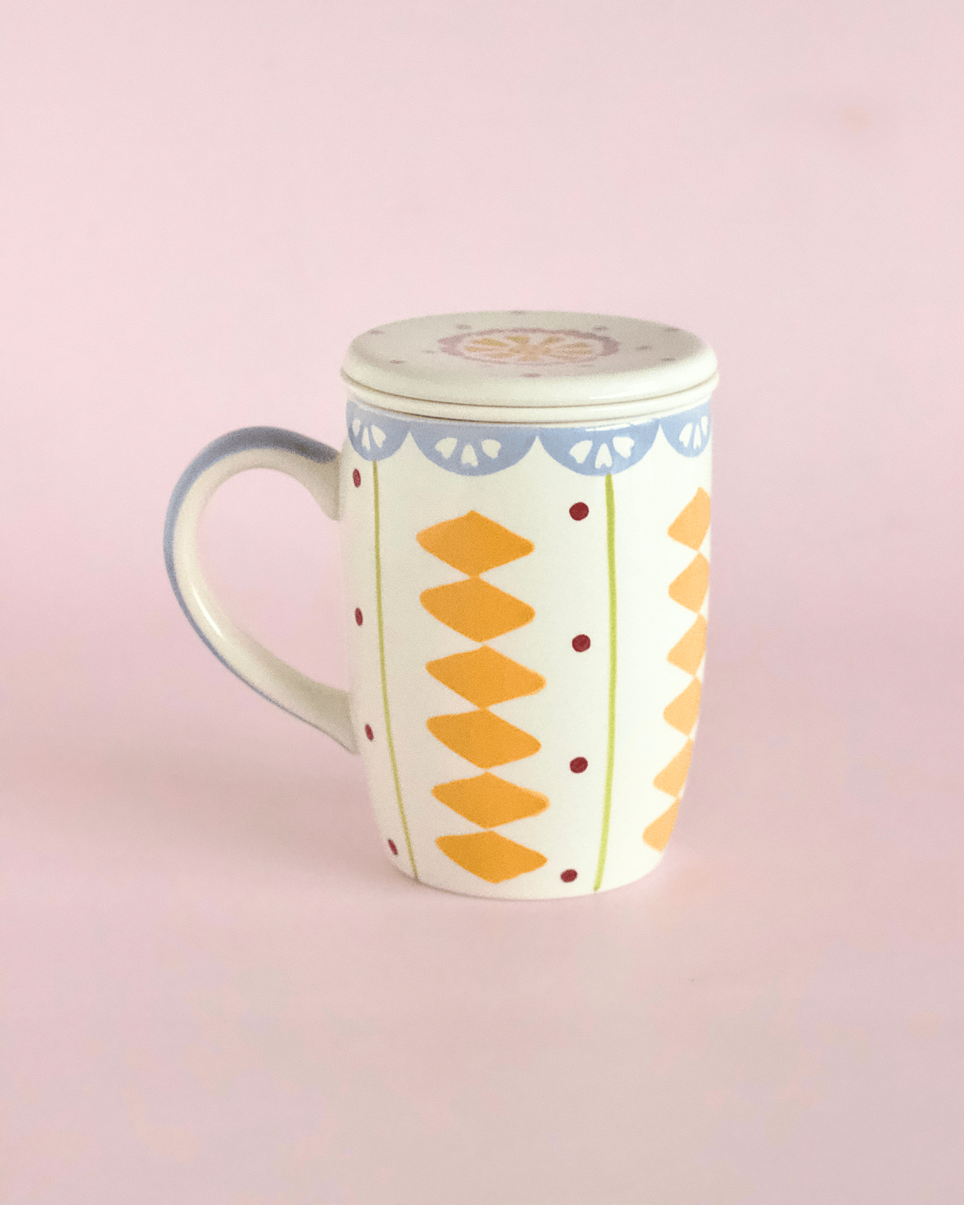 Sundrop Handpainted Ceramic Mug With Infuser and Lid 385ml