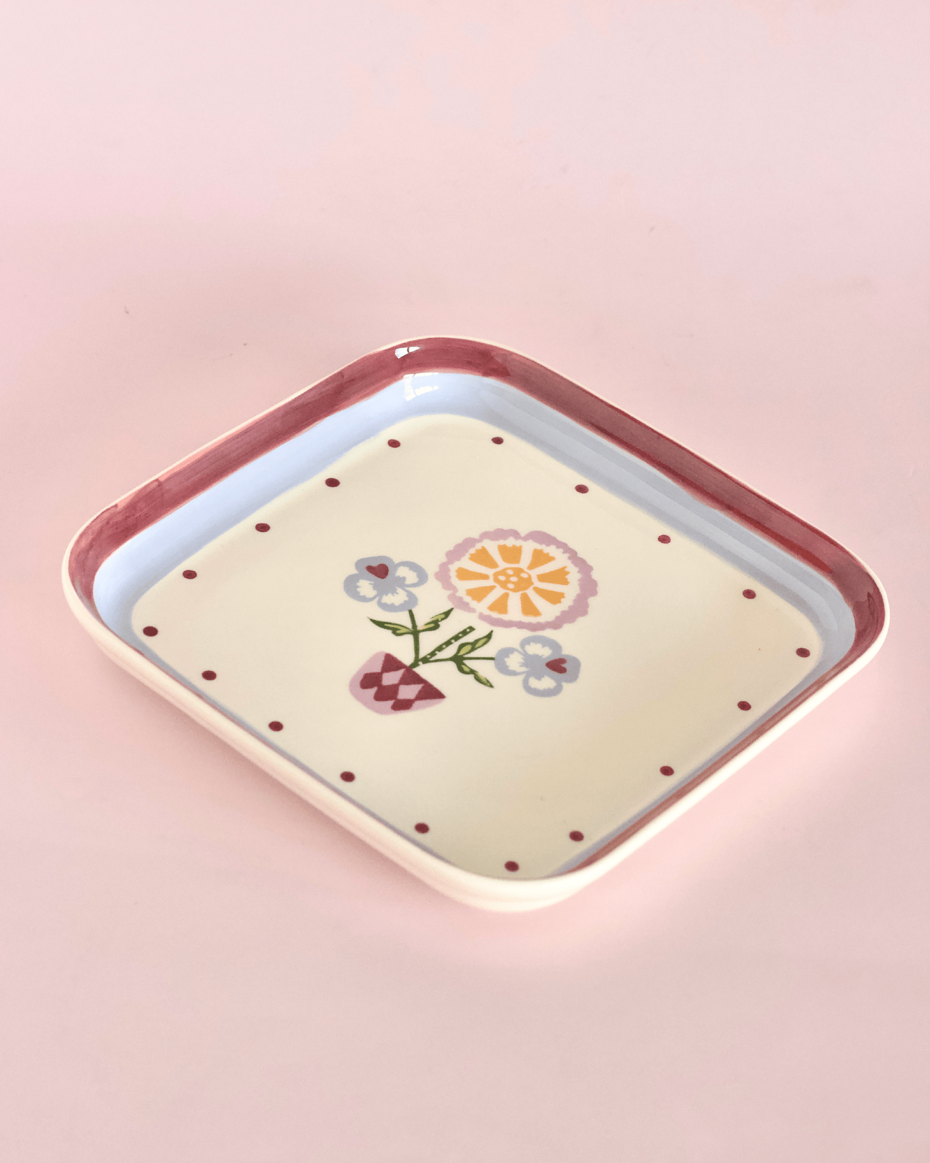 Sundrop Handpainted Ceramic Square Platter 20.5 cm