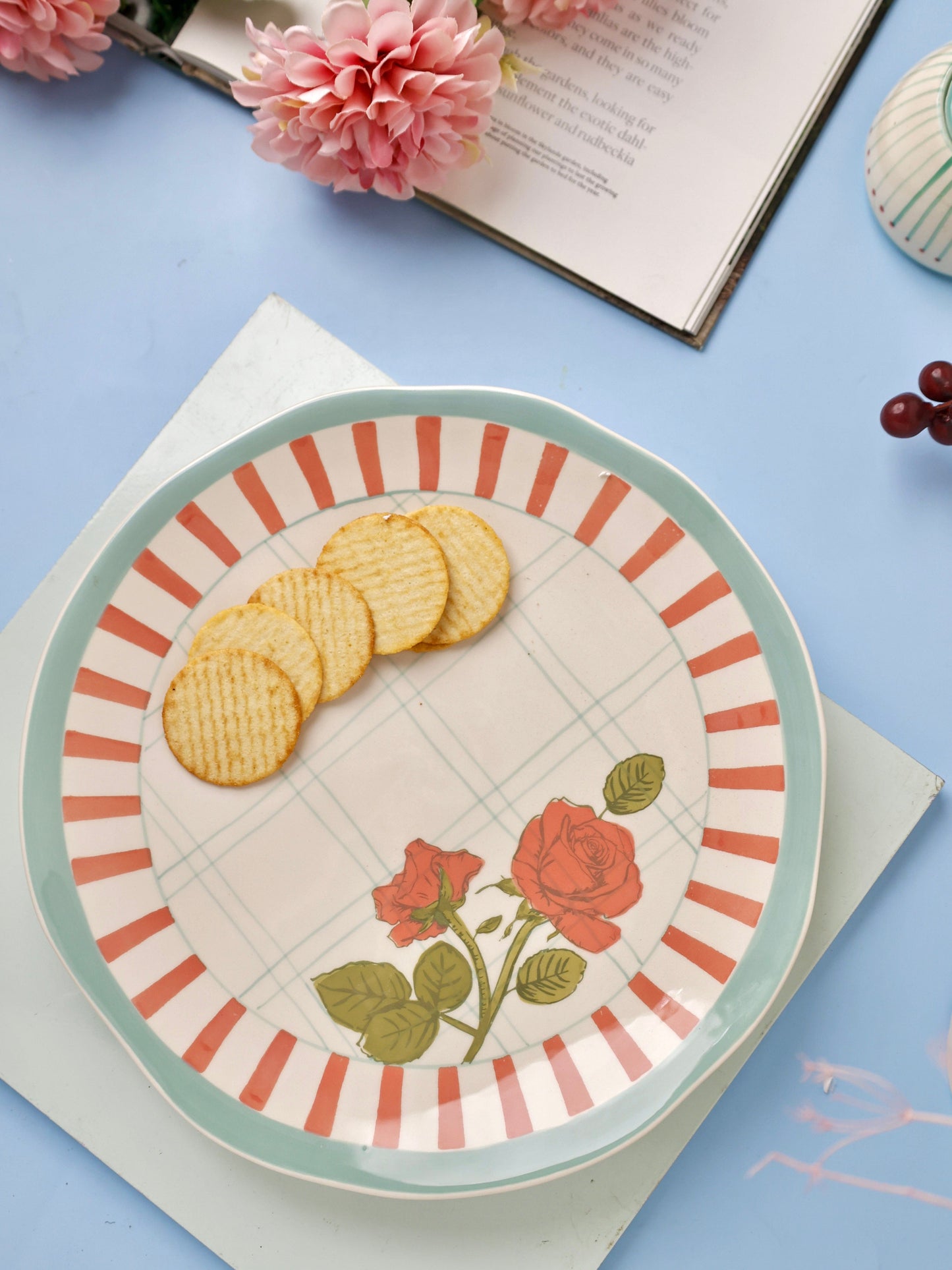 Tea Garden Handpainted Ceramic Round Platter 27 cm