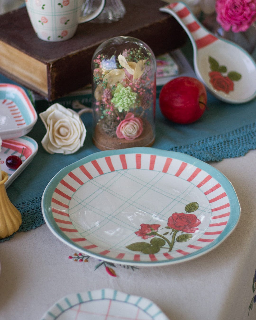 Tea Garden Handpainted Ceramic Round Platter 27 cm