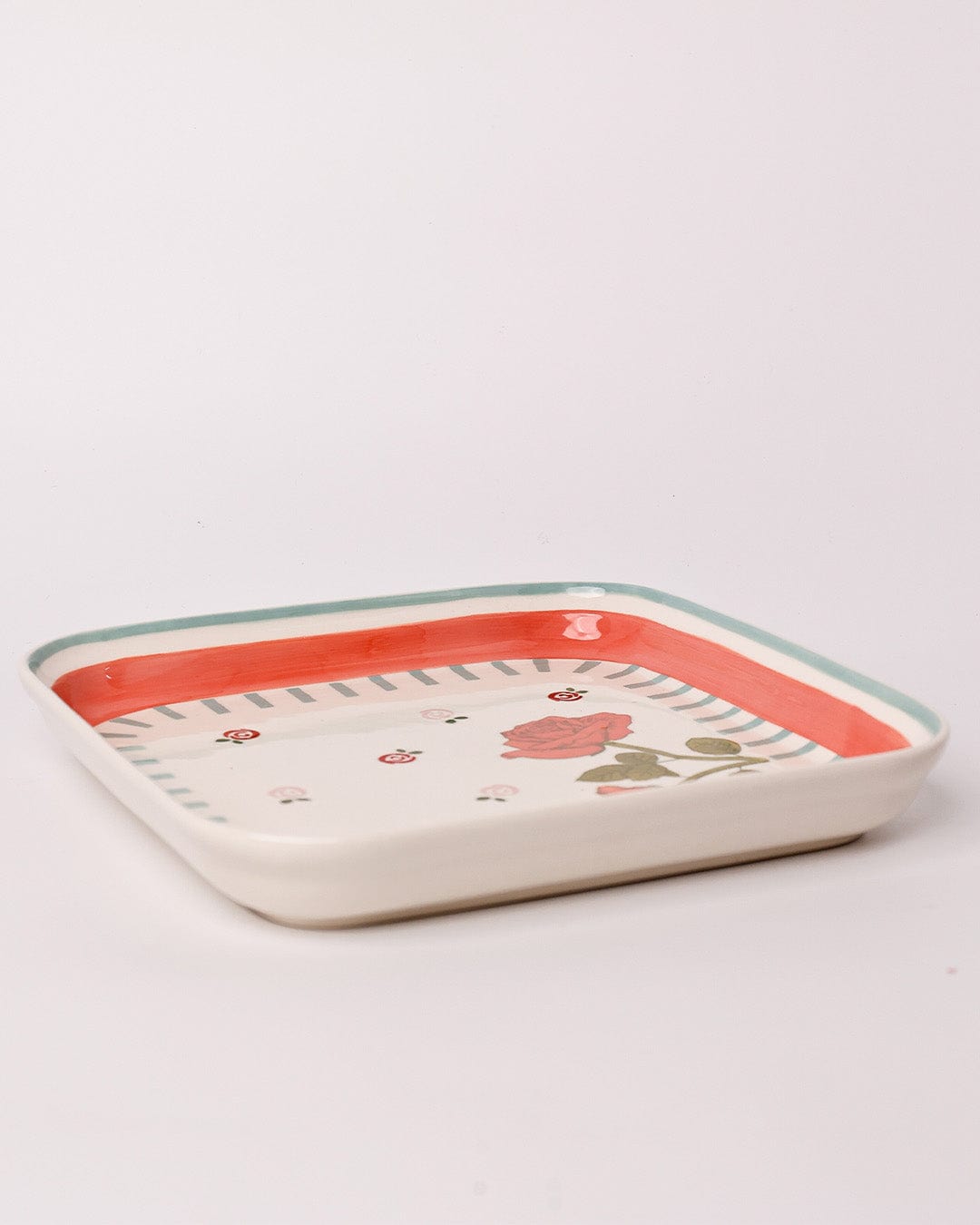 Tea Garden Handpainted Square Platter 20.5 cm