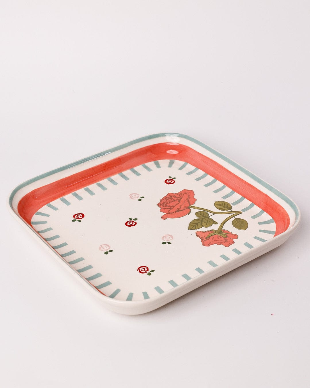 Tea Garden Handpainted Square Platter 20.5 cm