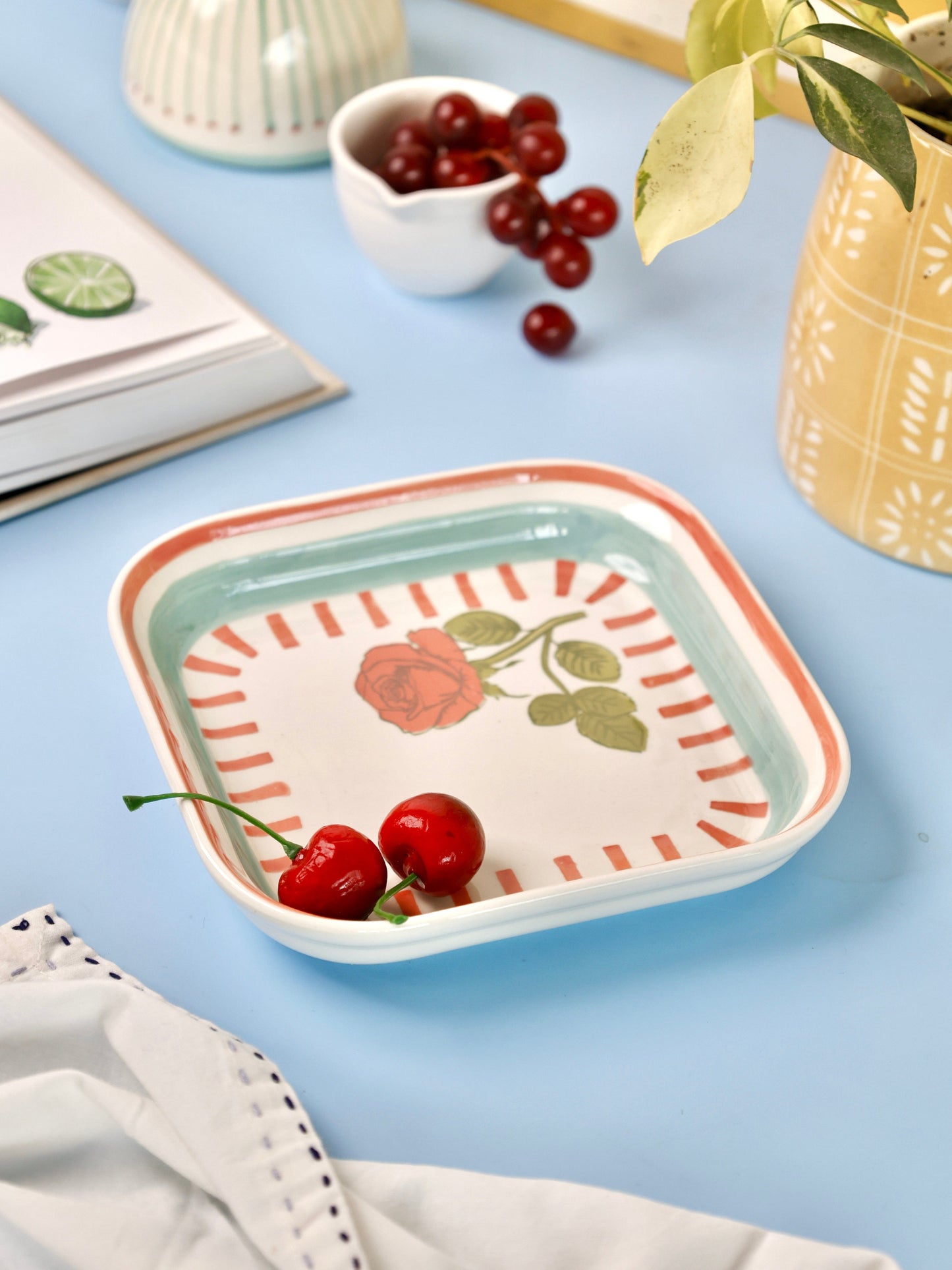 Tea Garden Square Snack Plates - Set of 4