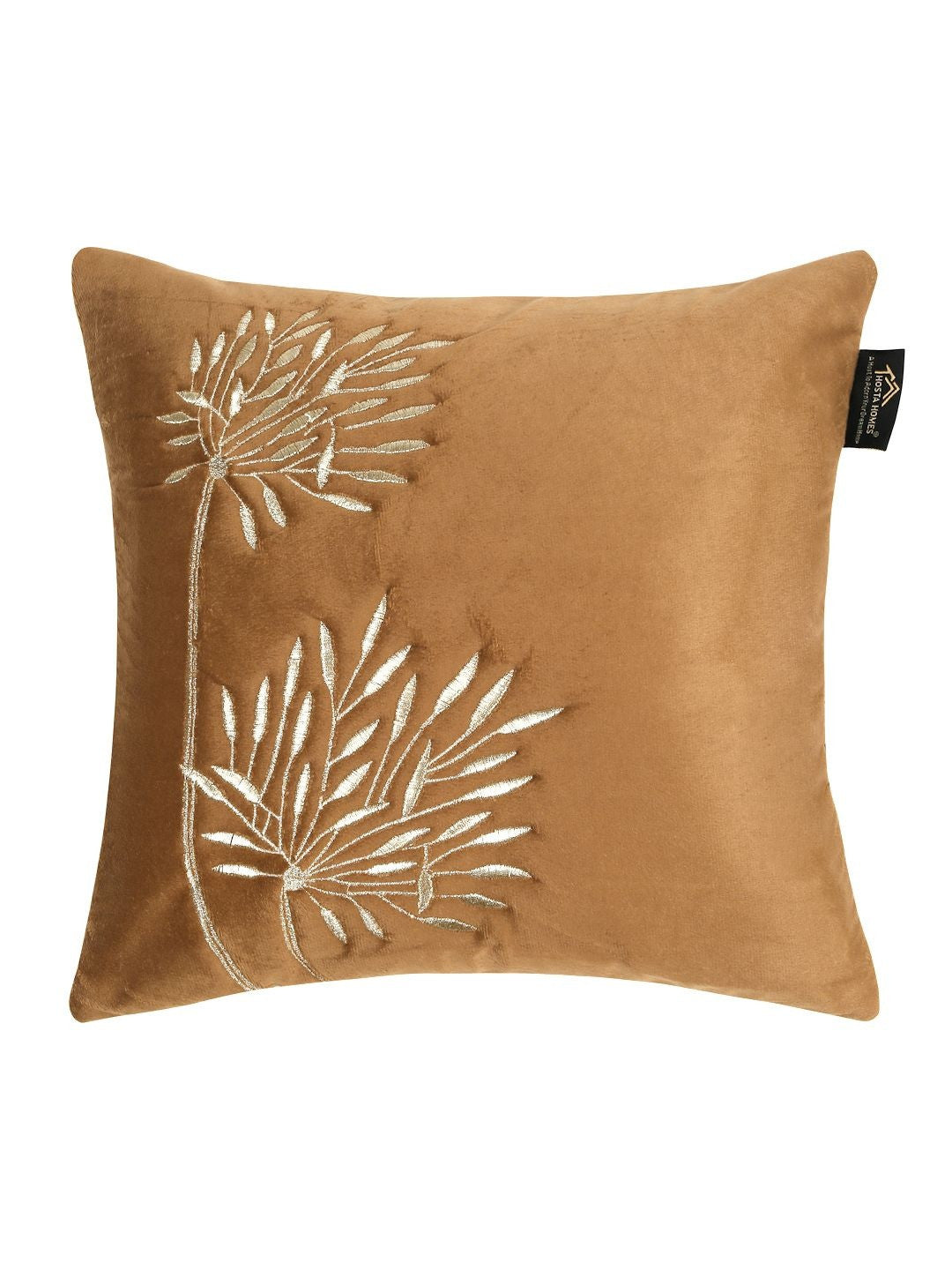 Set of 3 - Rust Embroidered Velvet Square Cushion Covers – Decorative Soft Furnishings – Durable Velvet