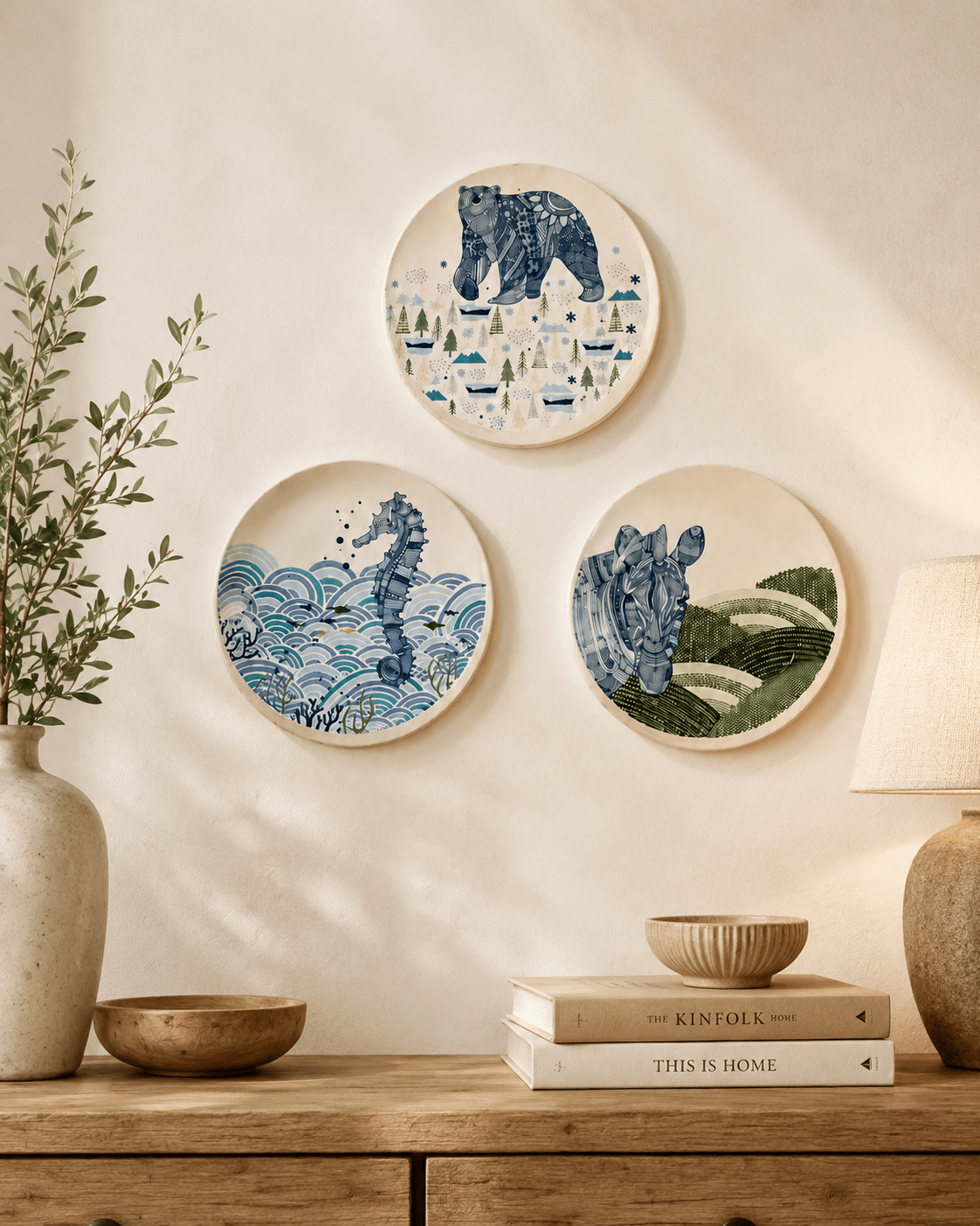 Animal Illustrative Series Wall Plates Set of 3