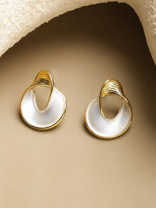 Stud Earrings – Fashion Jewellery – Gold-Plated Stainless Steel – Two-Tone Finish