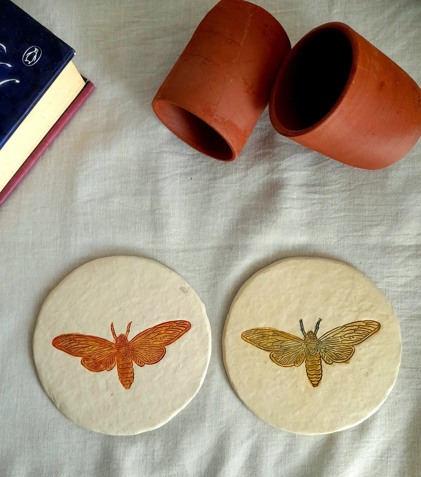 Papier-mache Coasters-Moth