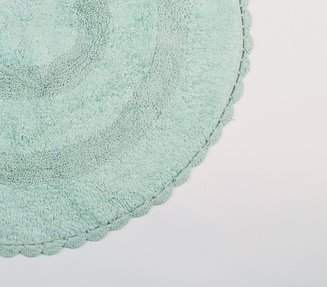 Woven Mint Textured Round Bath mat