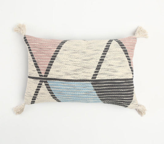 Colorblock Striped Lumbar Cushion Cover