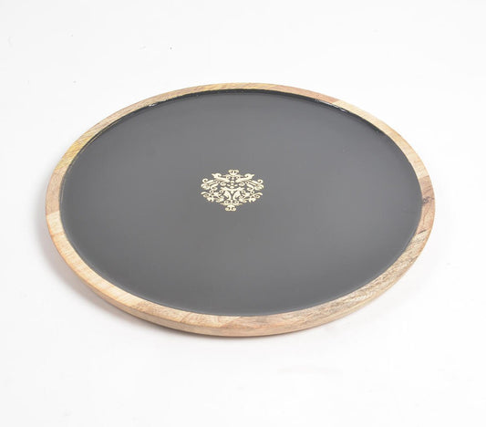 Regal Motif Noir Enameled Wooden Serving Platter