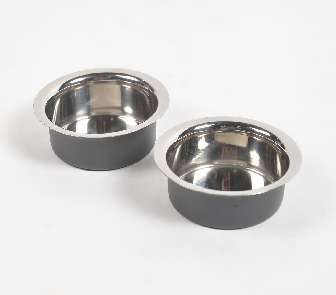 Matte Black Stainless Steel Serving Bowls (Set of 2)