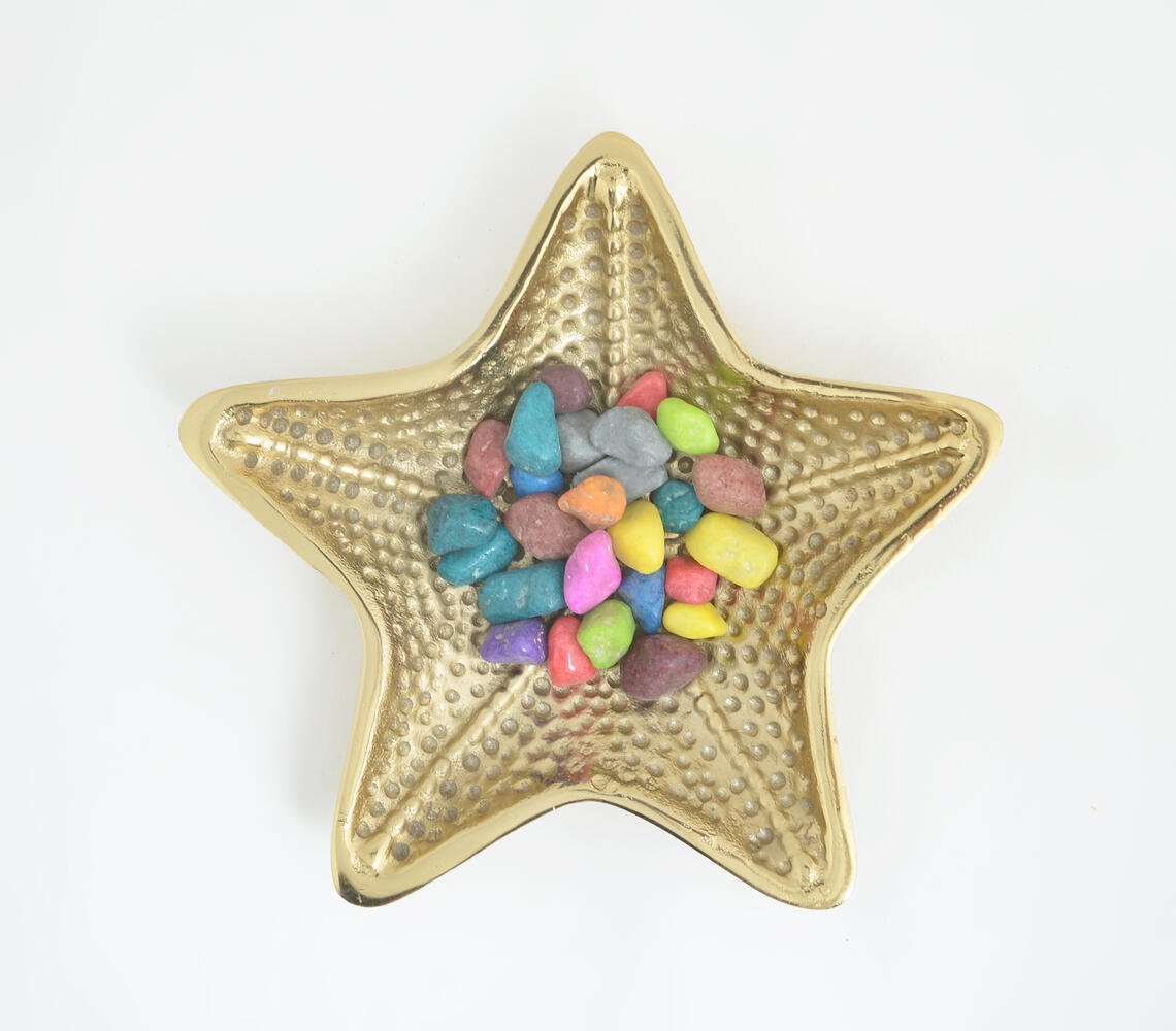 Textured Gold Tined Star Fish Aluminium Tray