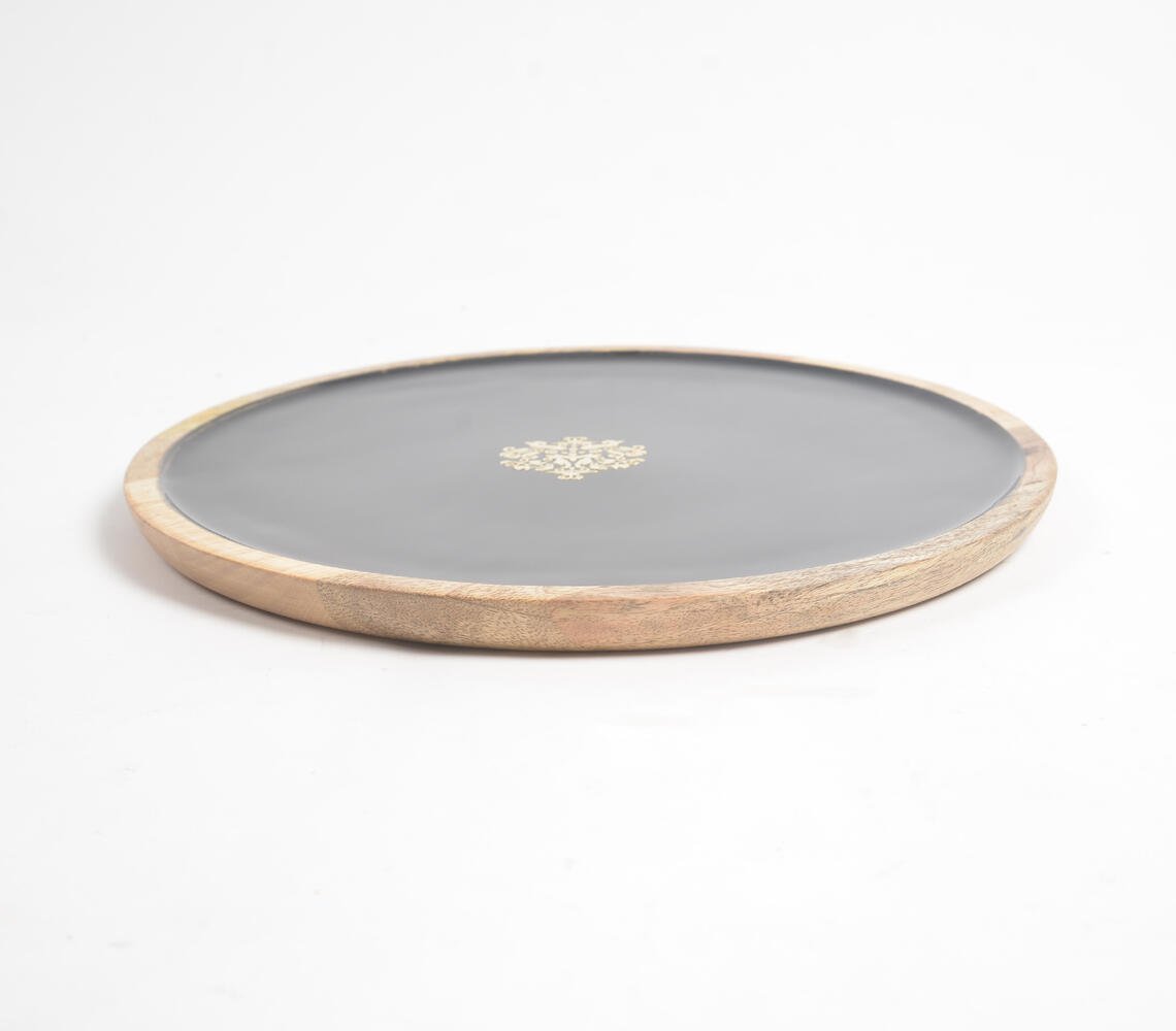 Regal Motif Noir Enameled Wooden Serving Platter