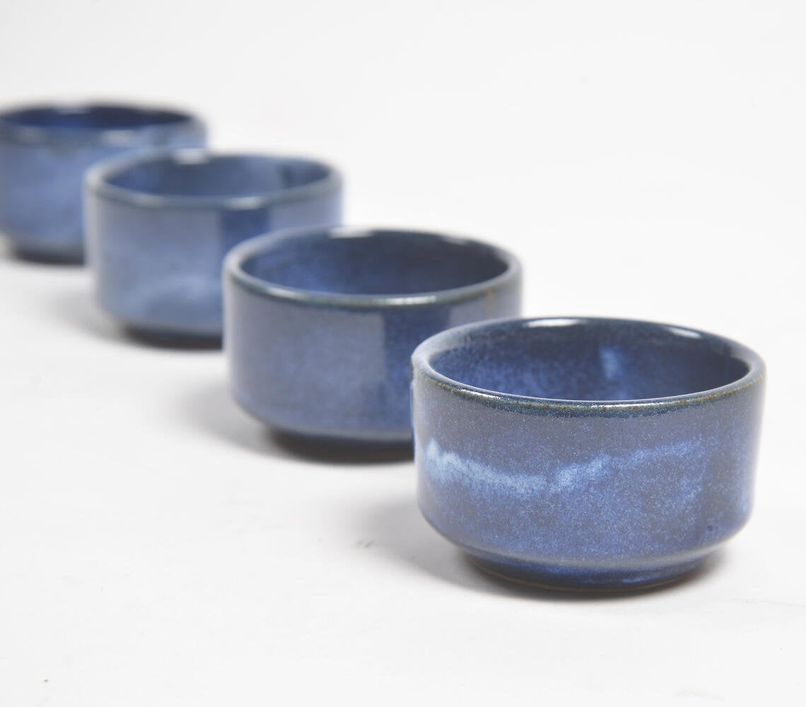 Marbled Blue Clay Tealight Holders (Set of 4)