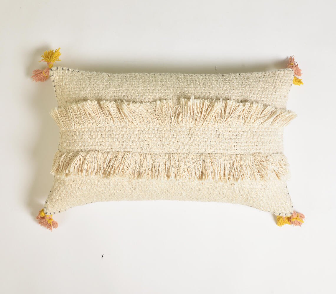 Handwoven Fringed Lumbar Cushion cover