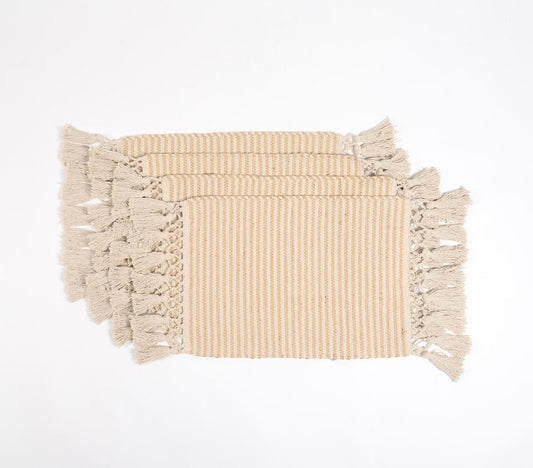 Handwoven Cotton & Jute Tasseled Placemats (set of 4)