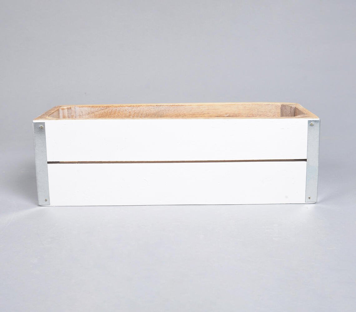 Farmhouse White Raw Mango Wood Storage Box