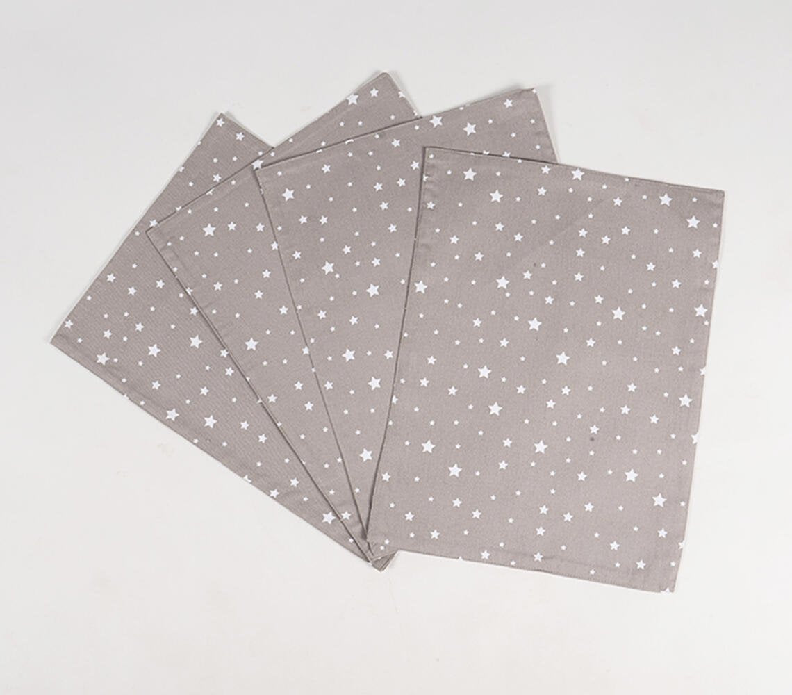 Handwoven & Star Printed Taupe Placemats (set of 4)