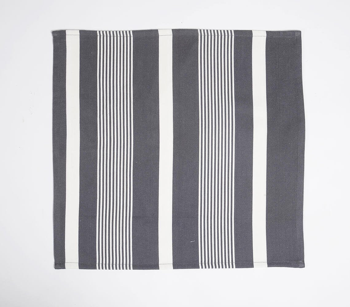 Set of 4 - Handloom Striped Monotone Napkins