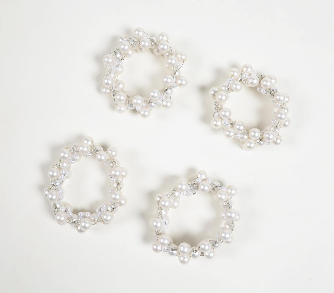 Pearl Embellished Napkin rings (set of 4)