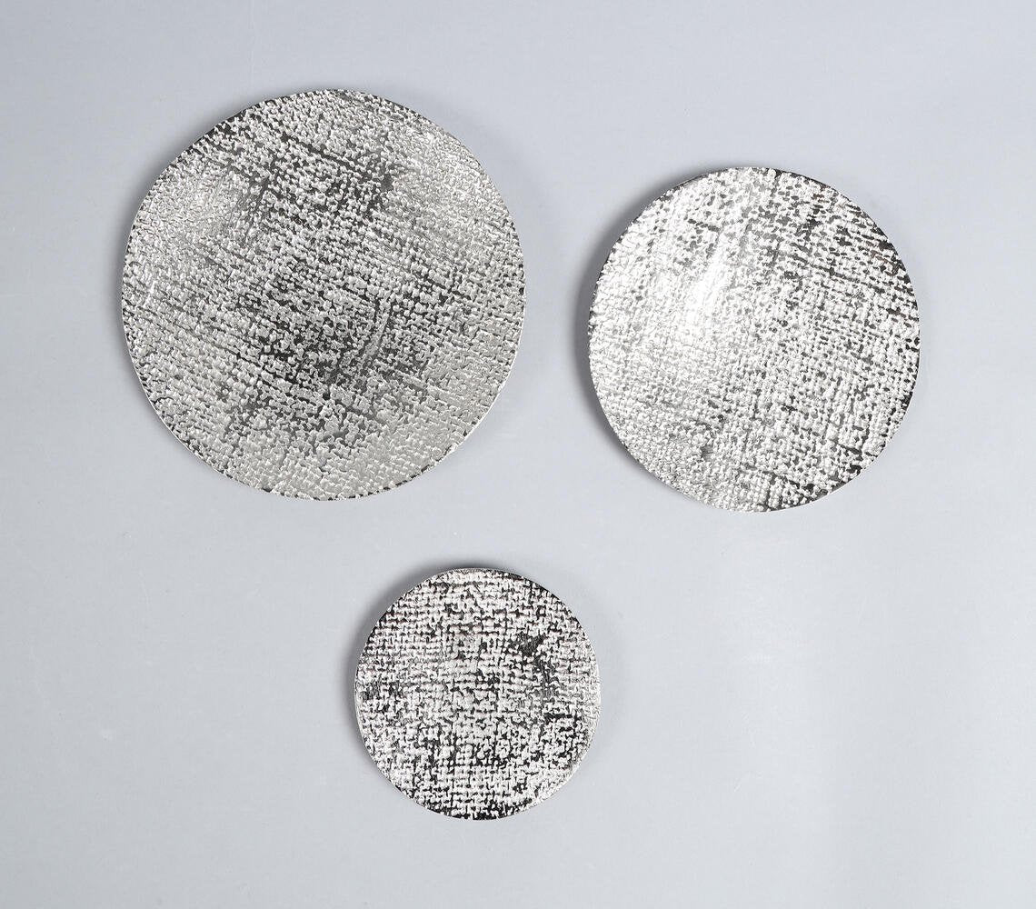 Sand Cast Aluminium Round Textured Candle Plates (Set of 3)