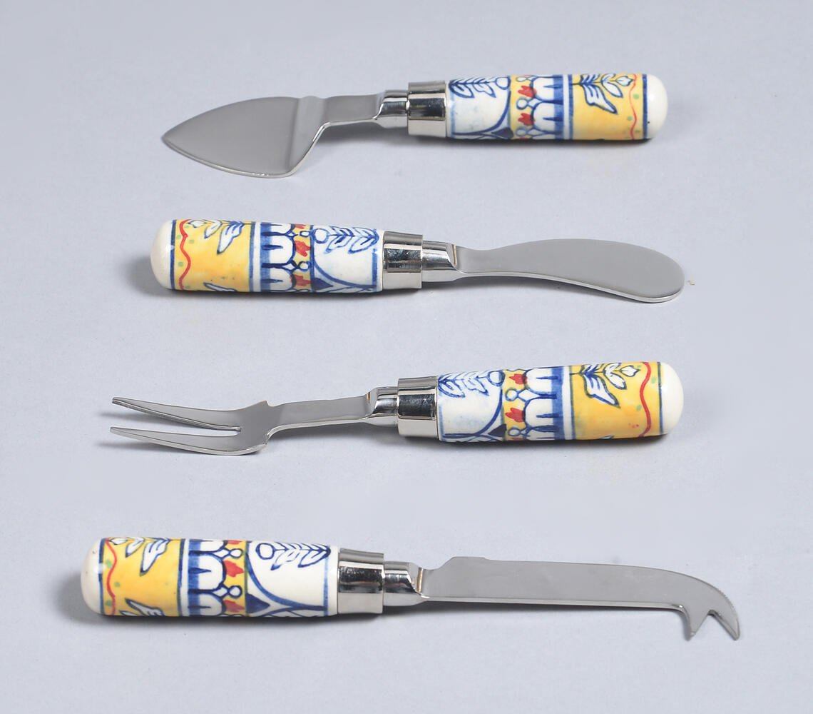 Hand Painted Ceramic & Stainless Steel Botanical Cutlery Set