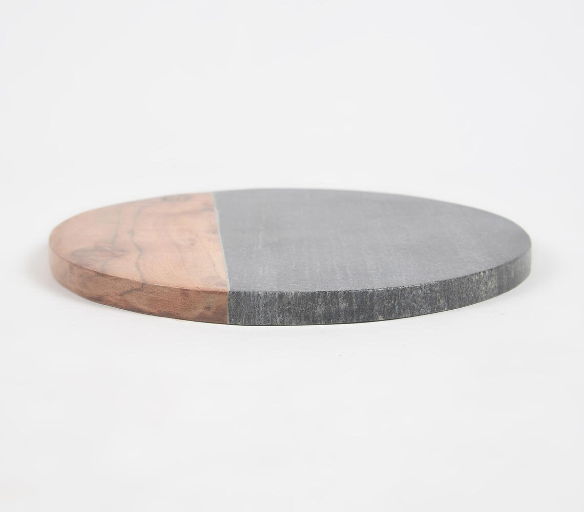 Colorblock Stone & Wood Round Cutting Board