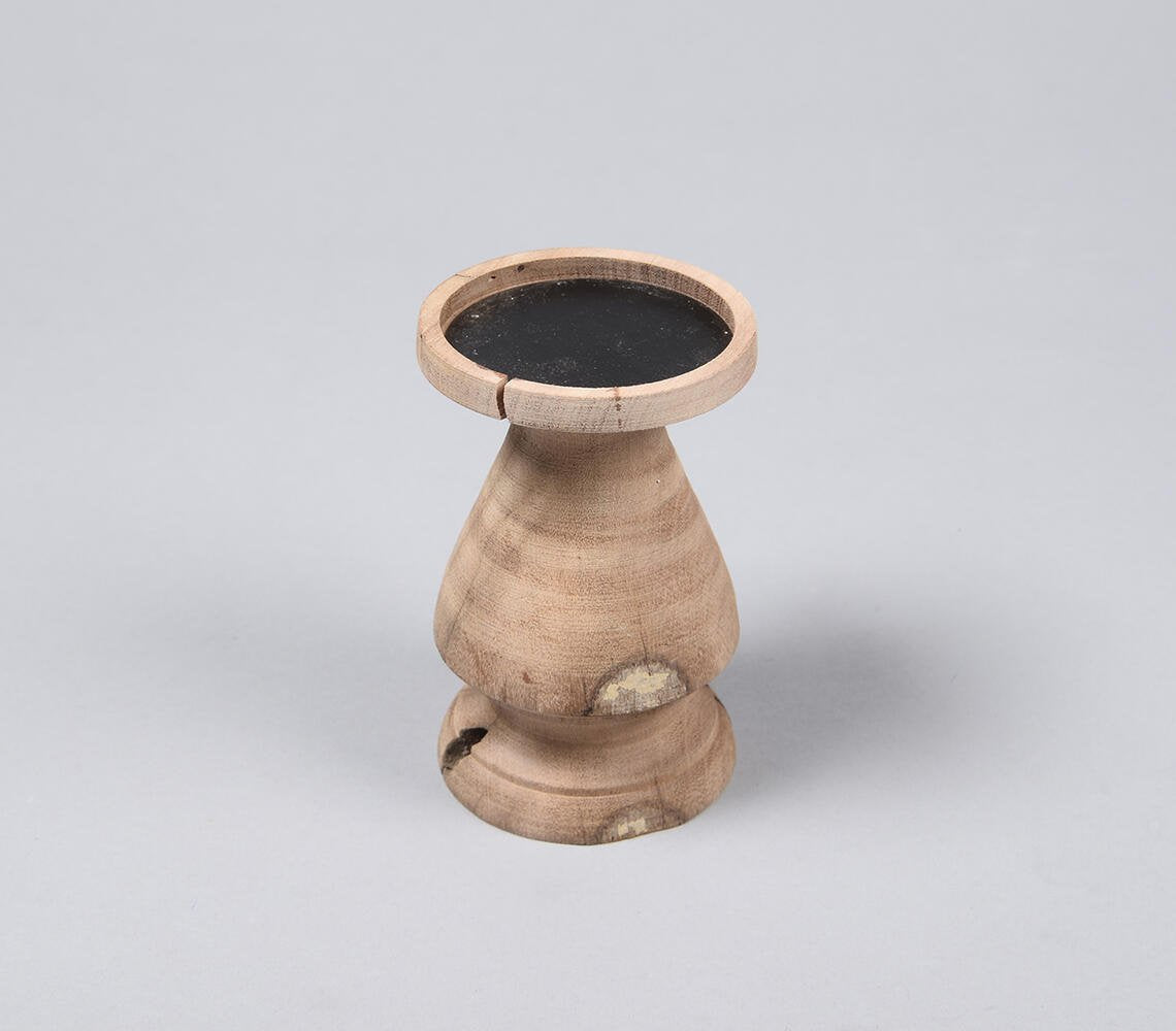 Recycled Turned Saal Wood Candle holder